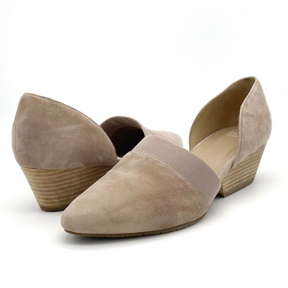 Eileen Fisher Hilly Wedge d'Orsay Pump in Earth Beige Taupe Suede Women’s Size 9 - Picture 4 of 16